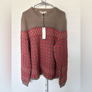 Marc Jacobs Knit Sweater Red Tan Patterned Crewneck XL